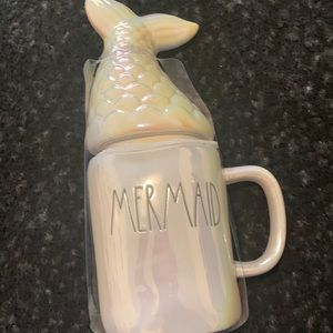 Rae Dunn Iridescent Mermaid Mug W/ Tail Topper